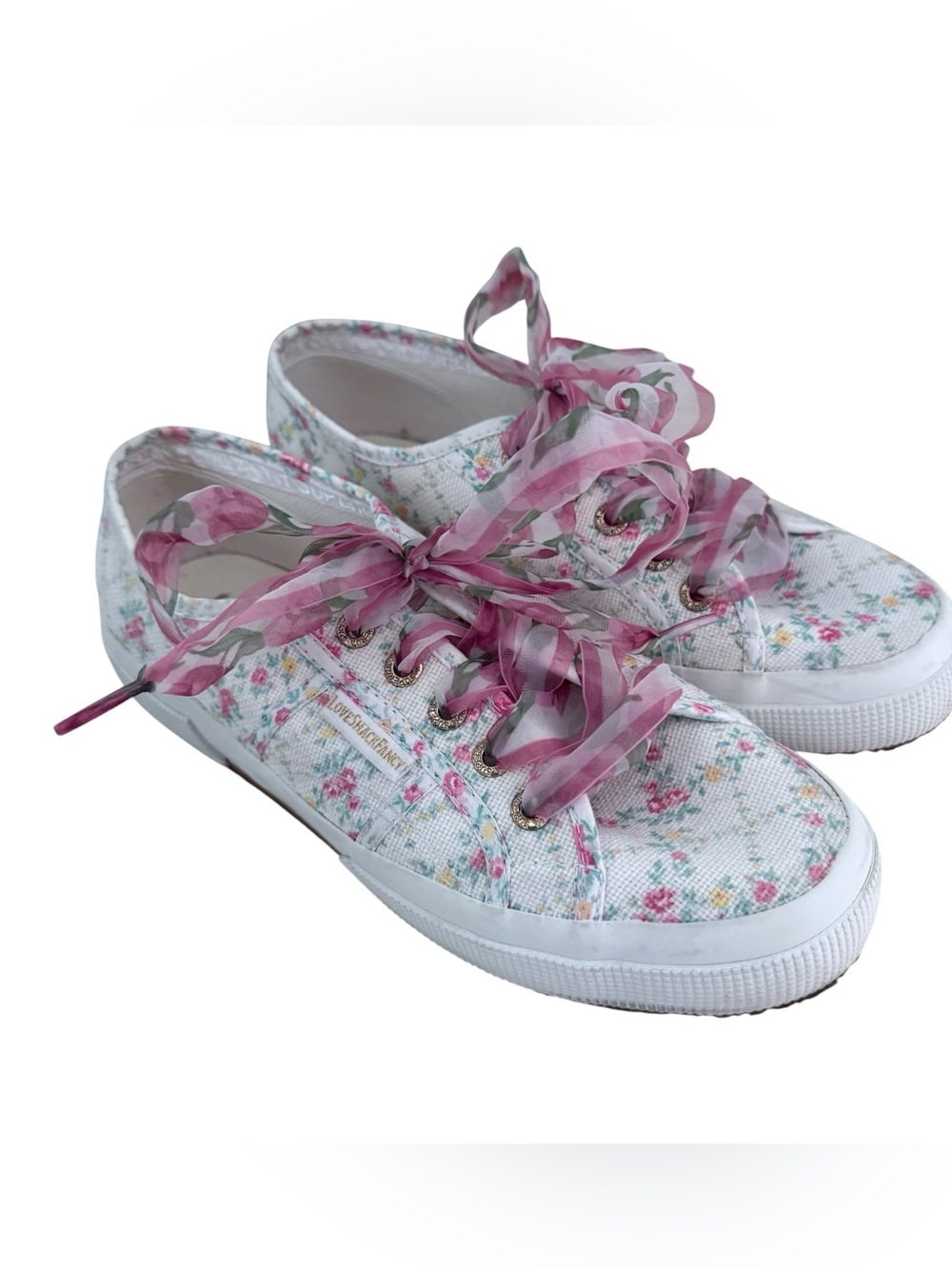 Superga x LoveShackFancy Floral Sneakers Ribbon Lace size 38
